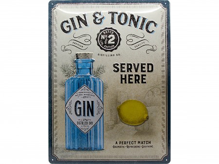 Металева табличка RETRO BLECHSCHILD GIN & TONIC